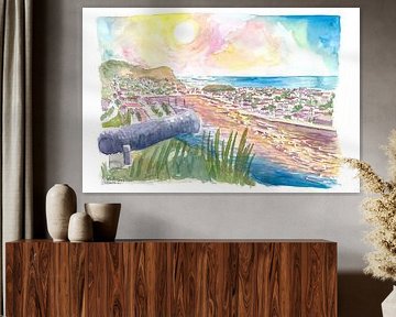 Herrliche Aussicht auf Gustavia St. Barthelemy mit unglaublichem Sonnenaufgang