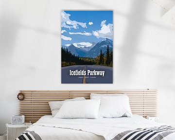 Vintage poster, Icefields Parkway, Canada van Discover Dutch Nature