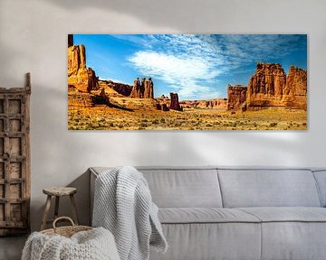 Panorama rock formations Courthouse towers in Arches National Park Utah USA by Dieter Walther