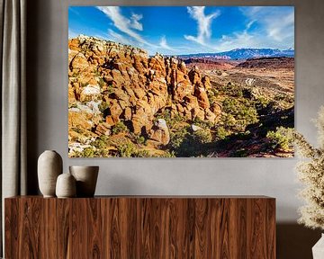 Erosion landscape rock formations in Arches National Park Utah USA by Dieter Walther