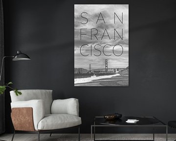 Golden Gate Bridge & Baker Beach | Text & Skyline von Melanie Viola