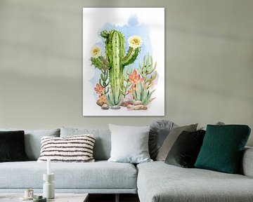 Cactus met bloemen van Printed Artings