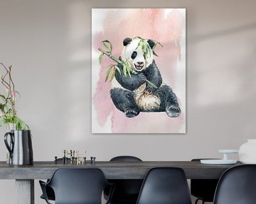 Panda met bamboe van Printed Artings