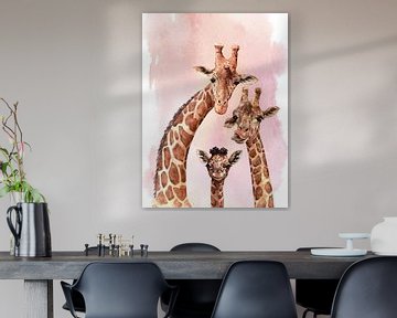 Giraffe familie van Printed Artings