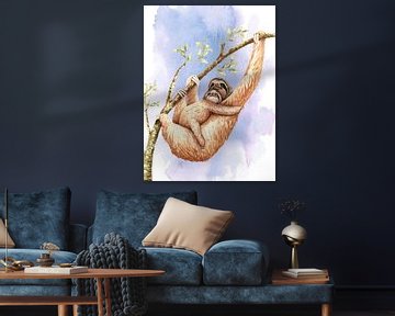 Sloth with young by Printed Artings