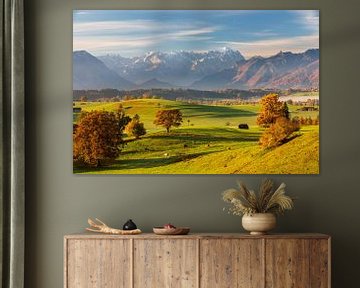 Autumn over Murnauer Moos with view to Zugspitze