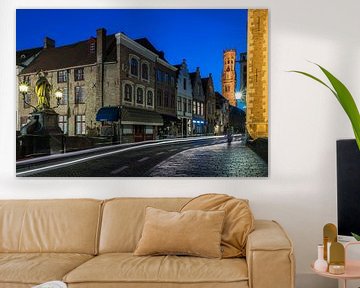 Night trails, old town, the Belfrey at Bruges, Belgium, July 201 by Werner Lerooy