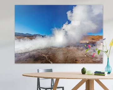 Landscape with geysers of El Tatio in the Andes mountains, Chile, South America