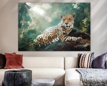 Jaguar in jungle kunst