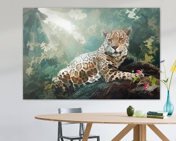 Jaguar in jungle kunst
