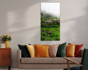 Bergdorf mit Reisfeldern in Pu Luong (Teil 1 Triptychon)