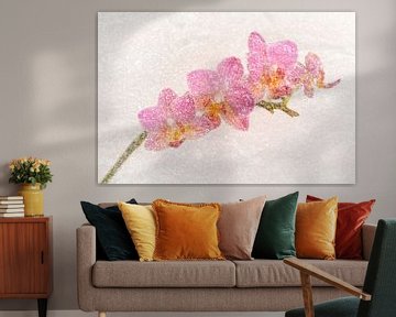 Artistieke roze orchidee bloemen in pastel tinten van Lisette Rijkers