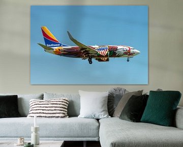 Boeing 737 in speciale kleuren van Southwest Airlines (Illinois One) in de landing gefotografeerd b van Jaap van den Berg