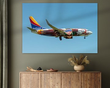 Boeing 737 in speciale kleuren van Southwest Airlines (Illinois One) in de landing gefotografeerd b van Jaap van den Berg