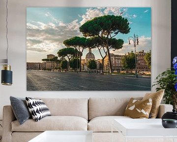 Straat met brocollibomen in Rome van Dennis van den Worm