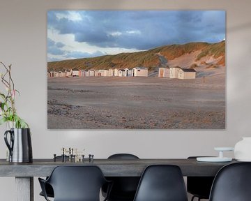 Evening atmosphere with beach cottage on the island Texel by christine b-b müller