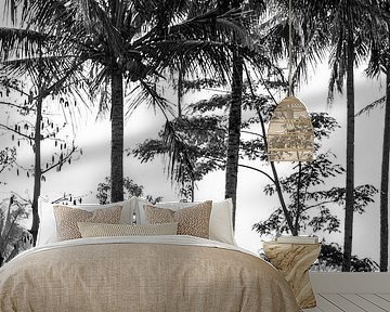 Black and white photo of a rice field on Bali (part 2 of triptych) by Ellis Peeters