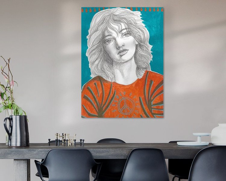 Voorbeeld van het werk in een kamer