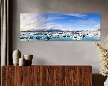 Jökulsárlón gletsjer lagune met ijsbergen in IJsland panorama van Sjoerd van der Wal