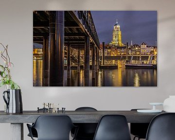 Une photo panoramique du soir de Deventer avec l'église Lebuinus au centre. sur Claudio Duarte