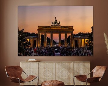 Brandenburger Tor Berlijn bij zonsondergang