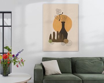 Modern still life of an abstract flower in a bottle by Tanja Udelhofen