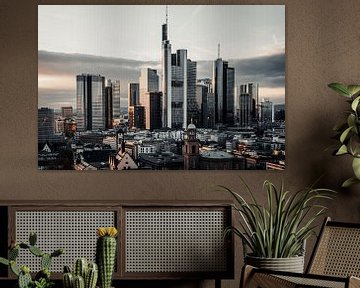 Frankfurt am Main Skyline uitzicht in de avond van Fotos by Jan Wehnert