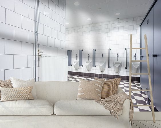 Voorbeeld van het werk in een kamer