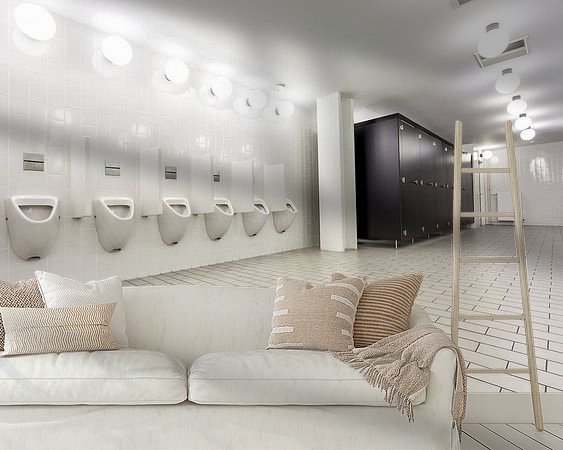Voorbeeld van het werk in een kamer