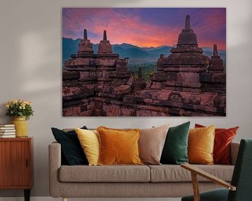 Borobudur tempel in Centraal Java in Indonesie. van Eye on You