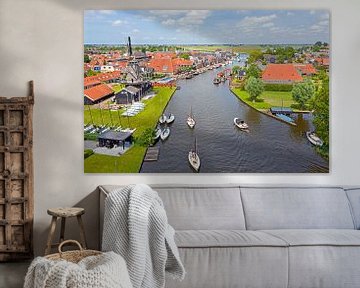 Aerial view from the village Woudsend in Friesland Netherlands van Eye on You