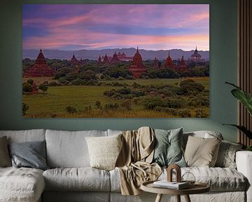 Ancient historic temples in Bagan Myanmar with sunset by Eye on You