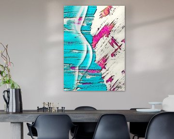Abstract Nudity Nude Turquoise Pink by KalliDesignShop