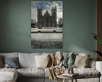 Main portal of Nidaros Cathedral in Trondheim, Norway in winter with snow by Robert Ruidl