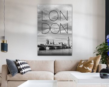 LONDON Westminster Bridge | Tekst & Skyline van Melanie Viola