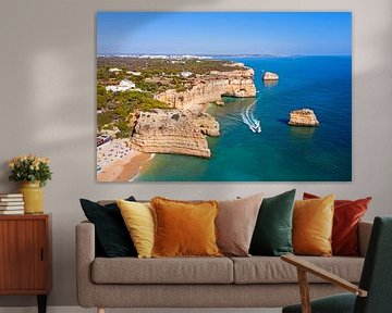 Aerial photo at Praia da Marinha in the Algarve Portugal