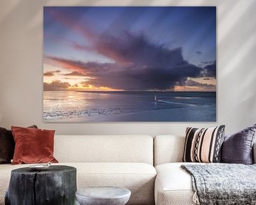 Raincloud above the Frisian mudflats by Jurjen Veerman