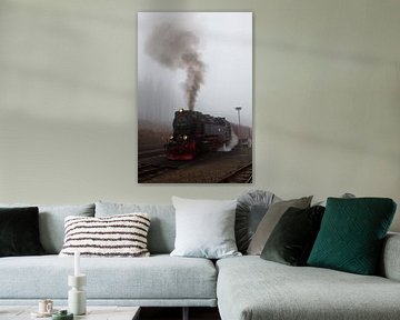 Le Brockenbahn dans le brouillard à la station de Schierke. sur t.ART