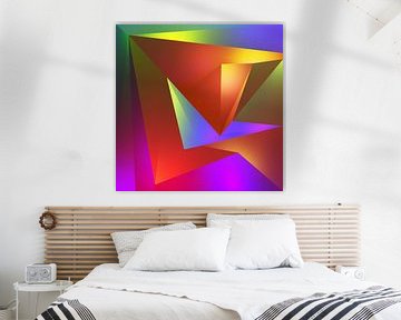 Peinture cubiste moderne "La mettre à sa place" - Pat Bloom (2021) sur Pat Bloom - Moderne 3D, abstracte kubistische en futurisme kunst