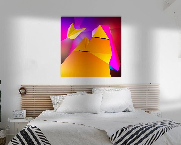 Sfeerimpressie: Digitaal Schilderij "Seeing the Whole Picture" (2021) - een abstract kunstwerk van Pat Blo van Pat Bloom - Moderne 3D, abstracte kubistische en futurisme kunst