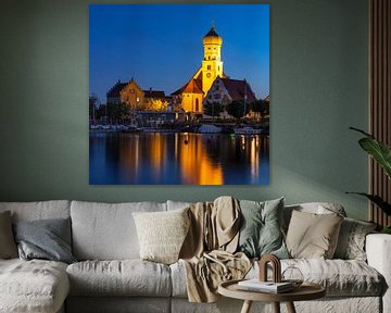 Péninsule de Wasserburg avec l'église Saint-Georges sur le lac de Constance sur Markus Lange