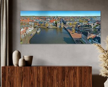 Lucht Panorama van het stadje Sneek in Friesland van Eye on You