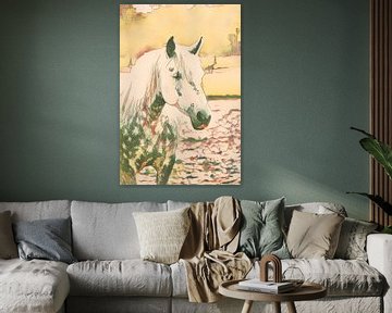 Paard grijs met een zachte achtergrond van Femke Ketelaar