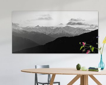 Panorama van de Franse Alpen - Zwart-Wit - Sneeuw van Joren van den Bos