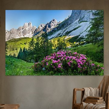 Mountain landscape "Alpenrose on the Rinderfeld II". by Coen Weesjes