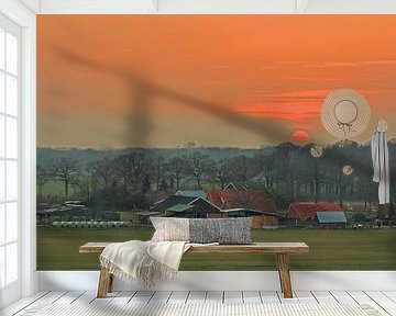Farm at sunset by Pieter Navis