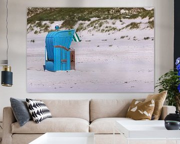 blauwe strandstoel