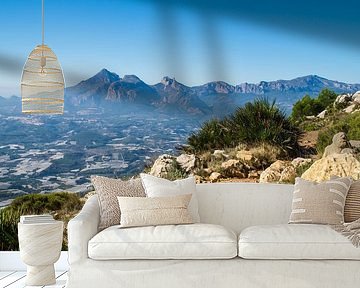 Blauw berglandschap met Puig Campana