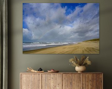 Rainbow at the beach on Texel island in the Wadden sea region by Sjoerd van der Wal Photography