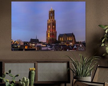Cityscape of Utrecht with red and white Dom tower, photo 2 by Donker Utrecht